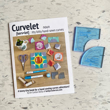 Load image into Gallery viewer, Curvelet / Kerv•LET (NOUN) Itty Bitty Hand-Sewn Curves (1.5") Template and Square Up Ruler